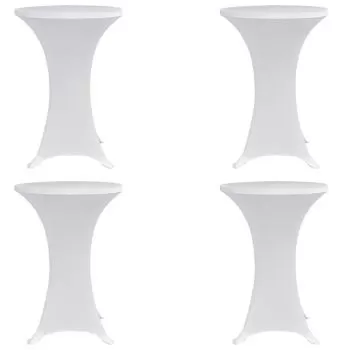 Set 4 bucati huse de masa cu picior, alb, 80 cm