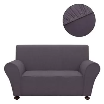 Husa elastica canapea din poliester jerse, antracit, Canapea cu 2 locuri