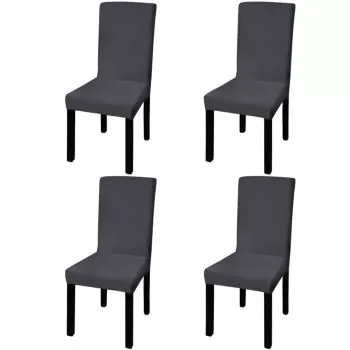 Set 4 bucati huse de scaun elastice drepte, antracit