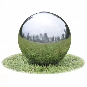 Fantana sferica de gradina cu LED-uri, argintiu, 30 cm