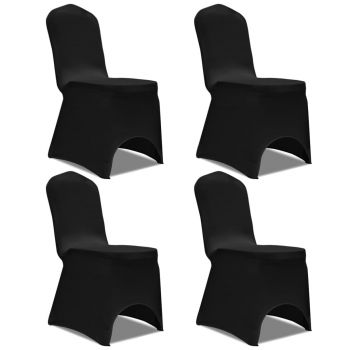 Husă de scaun elastică, 4 buc., negru