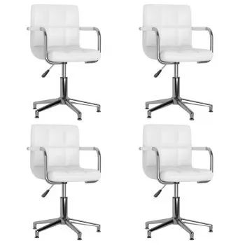 Set 4 bucati scaune de bucatarie pivotante, alb