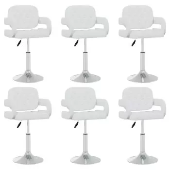 Set 6 bucati scaune de masa pivotante, alb