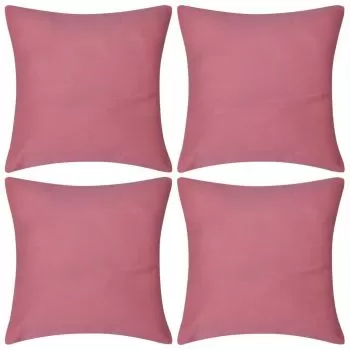 Set 4 bucati huse de perna din bumbac, roz, 80 x 80 cm
