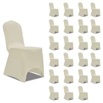 Set 24 bucati huse elastice pentru scaun, crem