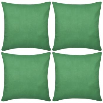 Huse de pernă din bumbac, 80 x 80 cm, verde, 4 buc.