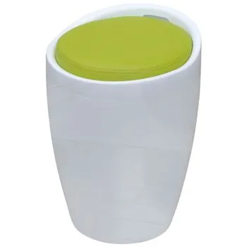  Taburet, alb și verde, piele ecologică