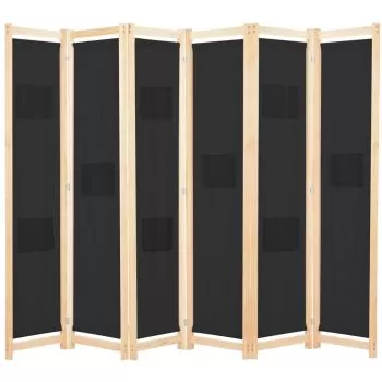 Paravan de camera cu 6 panouri, negru, 240 x 170 x 170 cm