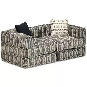 Canapea puf modulara cu 2 locuri, gri