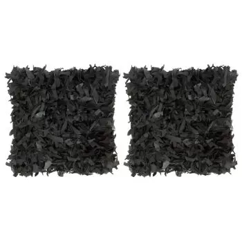Set 2 bucati pernute shaggy, negru, 45 x 45 x