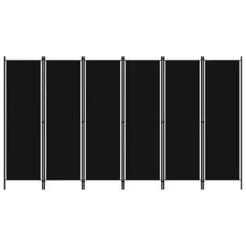 Paravan de camera cu 6 panouri, negru, 300 x 300 x 180 cm