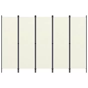 Paravan de camera cu 5 panouri, alb, 250 x 250 x 180 cm