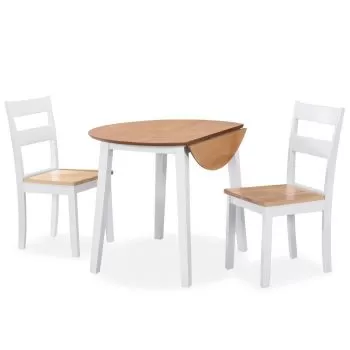  Set mobilier bucătărie, 3 piese, MDF și lemn de hevea, alb