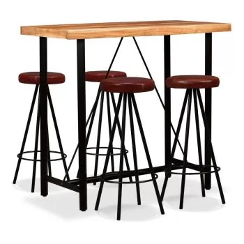 Set mobilier bar, 5 piese, maro, 60 x 60 x 107 cm