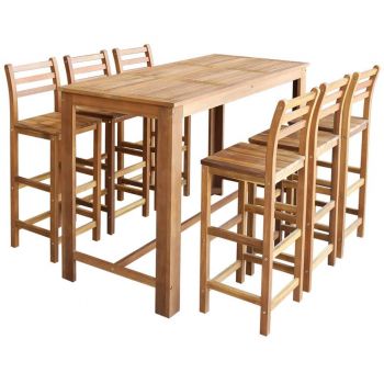 Set masa si scaune de bar, 7 piese, maro, 70 x 70 x 105 cm