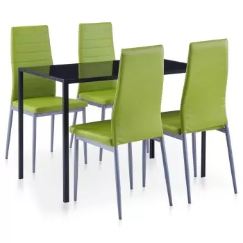 Set mobilier de bucatarie, 5 piese, verde, 60 x 60 x 74 cm