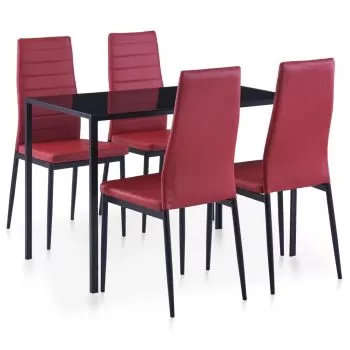  Set mobilier de bucătărie, 5 piese, roșu vin
