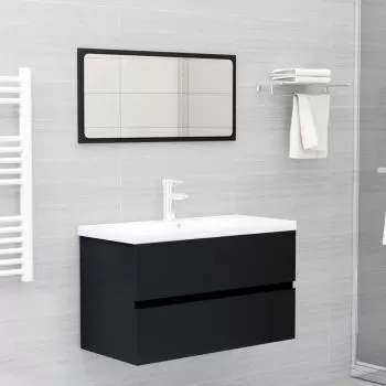 Set mobilier de baie, negru, 80 x 38.5 x 45 cm