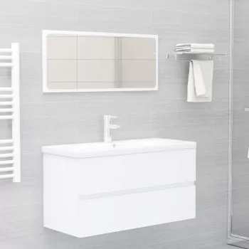 Set mobilier de baie, alb, 90 x 38.5 x 45 cm