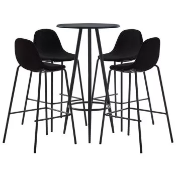 Set mobilier de bar, 5 piese, negru, 60 x 60 x 107.5 cm