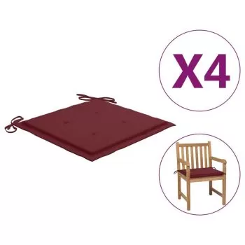 Set 4 bucati perne scaun de gradina, bordo, 50 x 50 x 3 cm