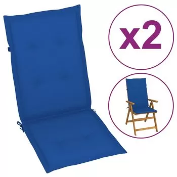Set 2 bucati perne pentru scaun de gradina, albastru regal, 120 x 50 x 3 cm