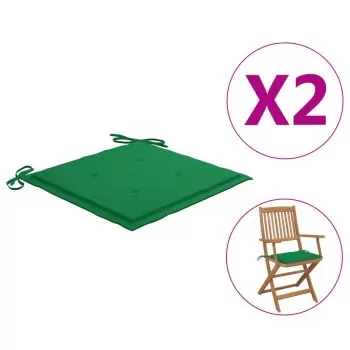 Set 2 bucati perne scaun de gradina, verde, 40 x 40 x 3 cm