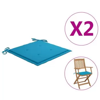 Set 2 bucati perne scaun de gradina, albastru, 40 x 40 x 3 cm