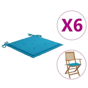 Set 6 bucati perne scaun de gradina, albastru, 40 x 40 x 3 cm