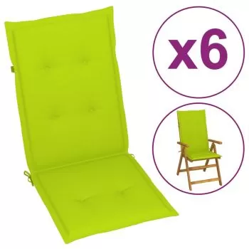 Set 6 bucati perne scaun de gradina, verde deschis, 120 x 50 x 3 cm