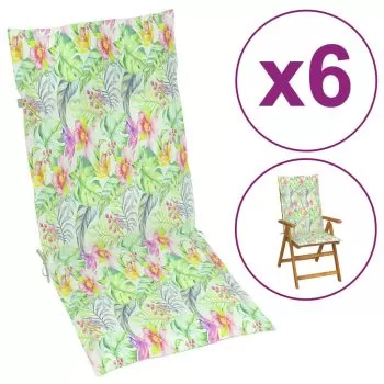 Set 6 bucati perne scaun de gradina, multicolor, 120 x 50 x 3 cm