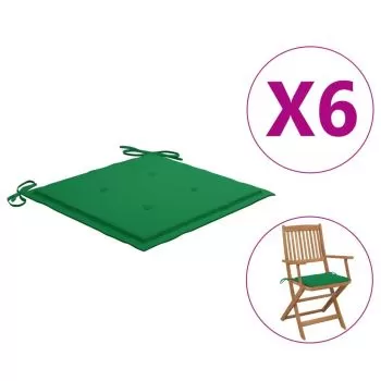 Set 6 bucati perne scaun de gradina, verde, 40 x 40 x 3 cm