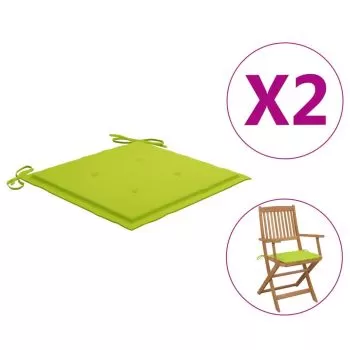 Set 2 bucati perne scaun gradina, verde deschis, 40 x 40 x 3 cm