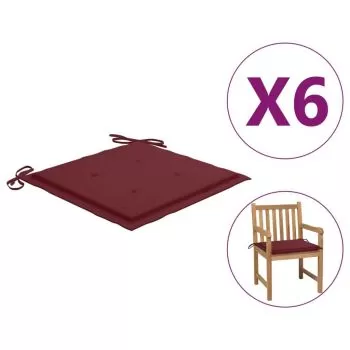 Set 6 bucati perne scaun de gradina, bordo, 50 x 50 x 3 cm