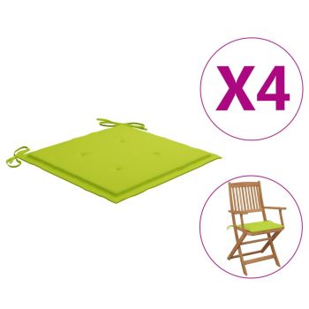Perne scaun grădină, 4 buc., verde aprins, 40x40x3 cm, textil