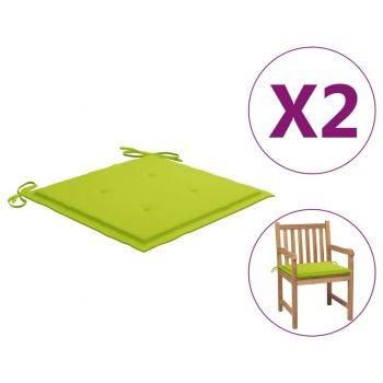 Perne scaun de grădină 2 buc., verde deschis, 50x50x3cm, textil