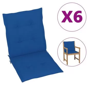 Set 6 bucati perne scaun de gradina, albastru regal, 100 x 50 x 3 cm