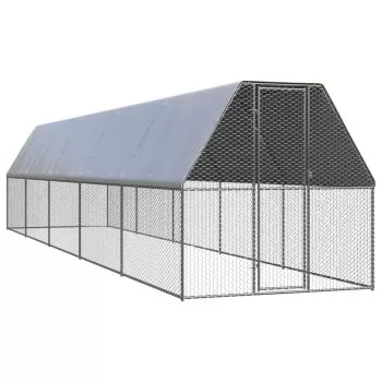  Coteț de exterior pentru păsări, 2x10x2 m, oțel zincat