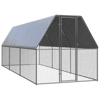  Coteț de exterior pentru păsări, 2x6x2 m, oțel zincat