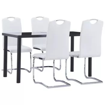 Set mobilier de bucatarie, 5 piese, alb, 70 x 70 x 75 cm