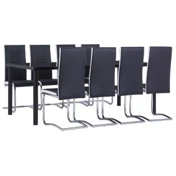 Set mobilier de bucatarie, 9 piese, negru, 100 x 100 x 75 cm