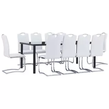 Set mobilier de bucatarie, 11 piese, alb, 100 x 100 x 75 cm