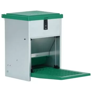 Dozator automat de hrana pentru pasari de curte, verde, 27,5 x 23 x 39,5 cm