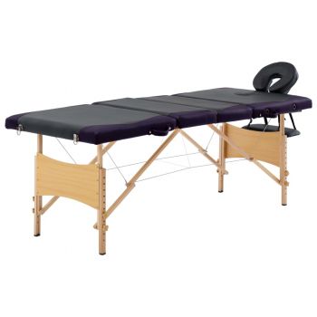 Masa pliabila de masaj, negru si violet, 191 x 70 x 81 cm