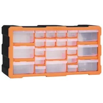 Organizator cu 22 de sertare, portocaliu si negru, 22 sertare