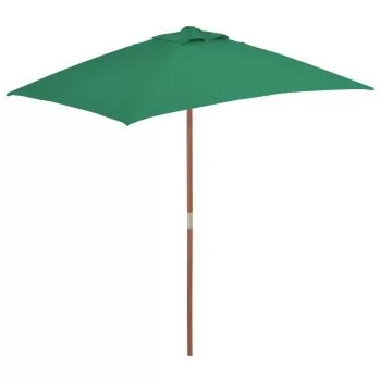 Umbrelă de soare, exterior, stâlp lemn, 150x200 cm, verde
