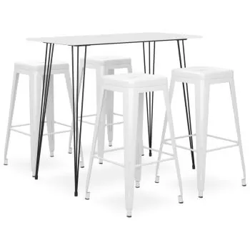 Set mobilier de bar, 5 piese, alb, 60 x 60 x 105 cm