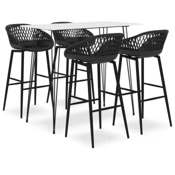  Set mobilier de bar, 5 piese, alb și negru