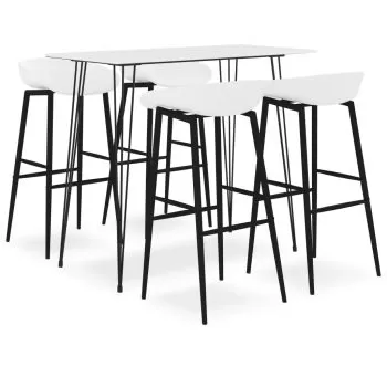 Set mobilier de bar, 5 piese, alb, 60 x 60 x 105 cm