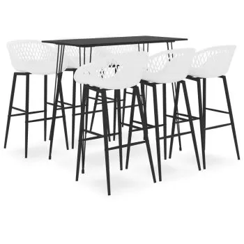  Set mobilier de bar, 7 piese, negru și alb